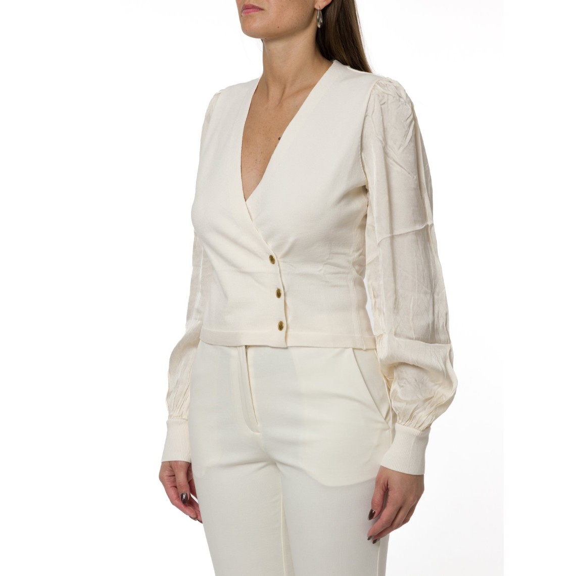 Blusa Twinset con maniche in viscosa jacquard