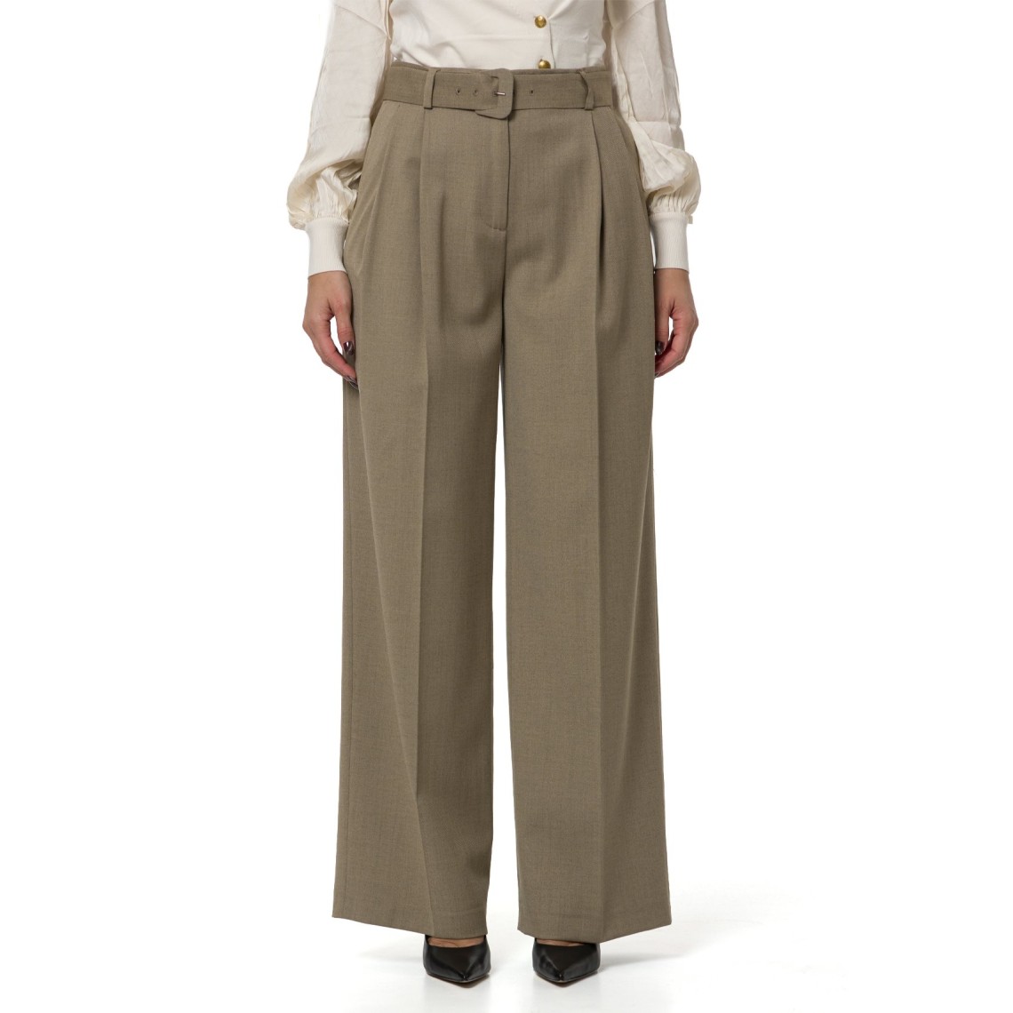 Pantaloni palazzo in raso opaco Twinset