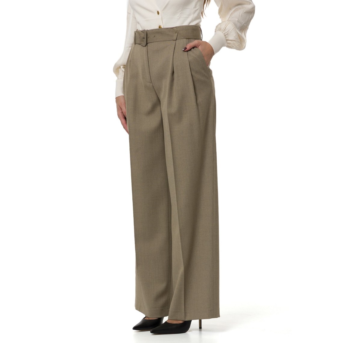 Pantaloni palazzo in raso opaco Twinset