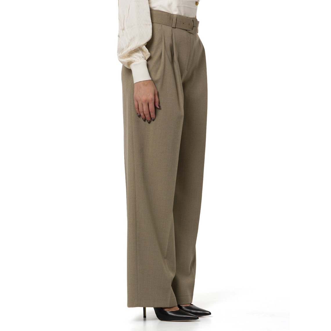 Pantaloni palazzo in raso opaco Twinset