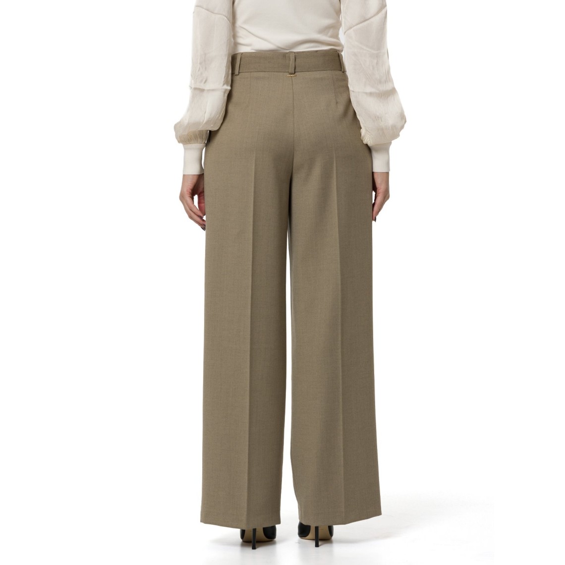 Pantaloni palazzo in raso opaco Twinset
