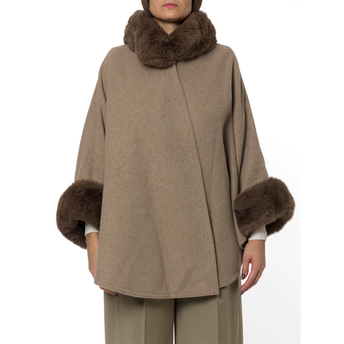 Poncho con faux fur Twinset