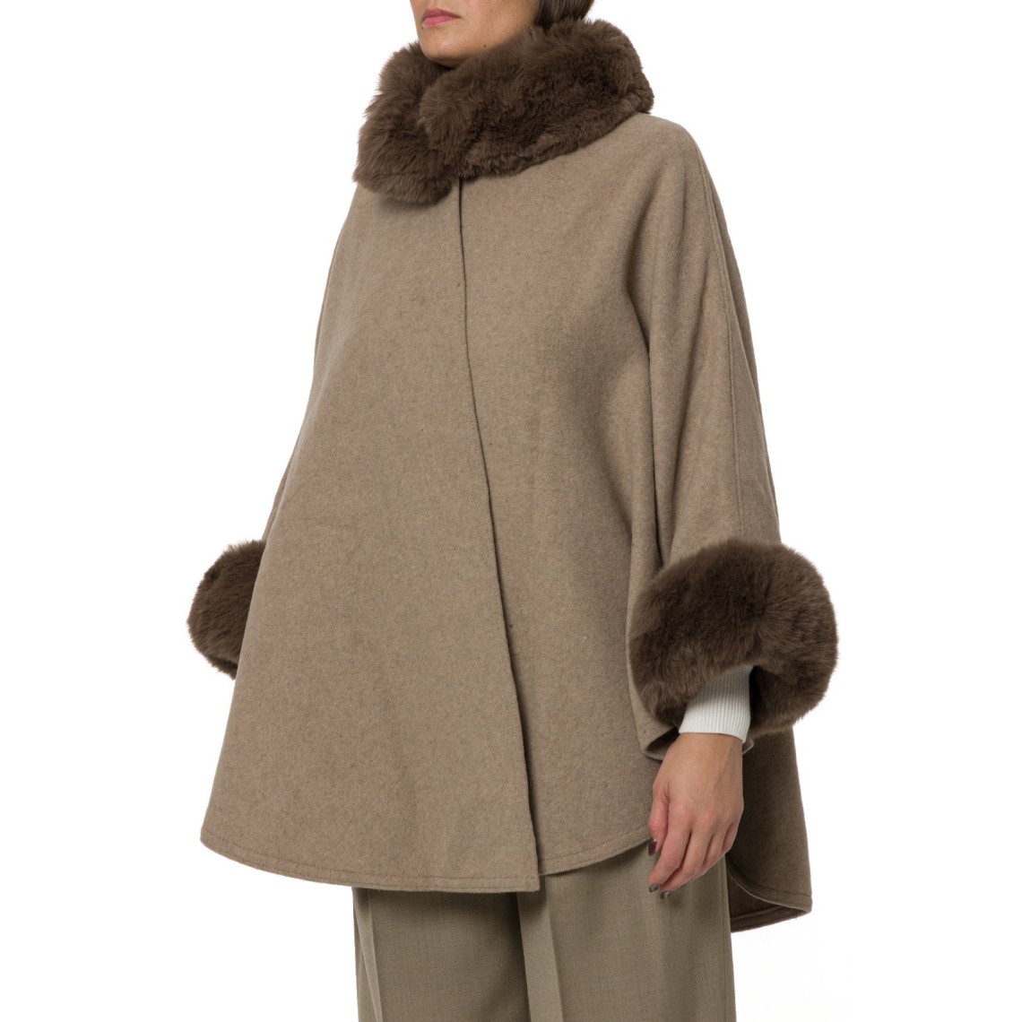 Poncho con faux fur Twinset