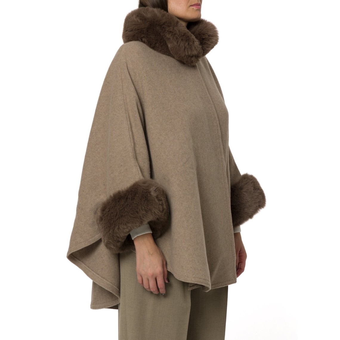 Poncho con faux fur Twinset