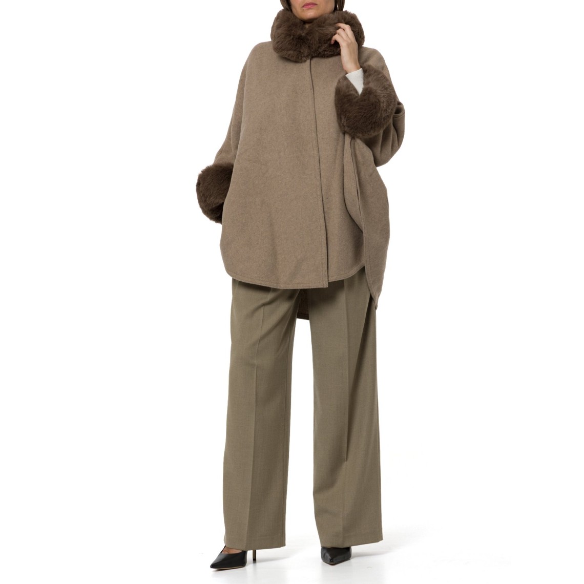 Poncho con faux fur Twinset