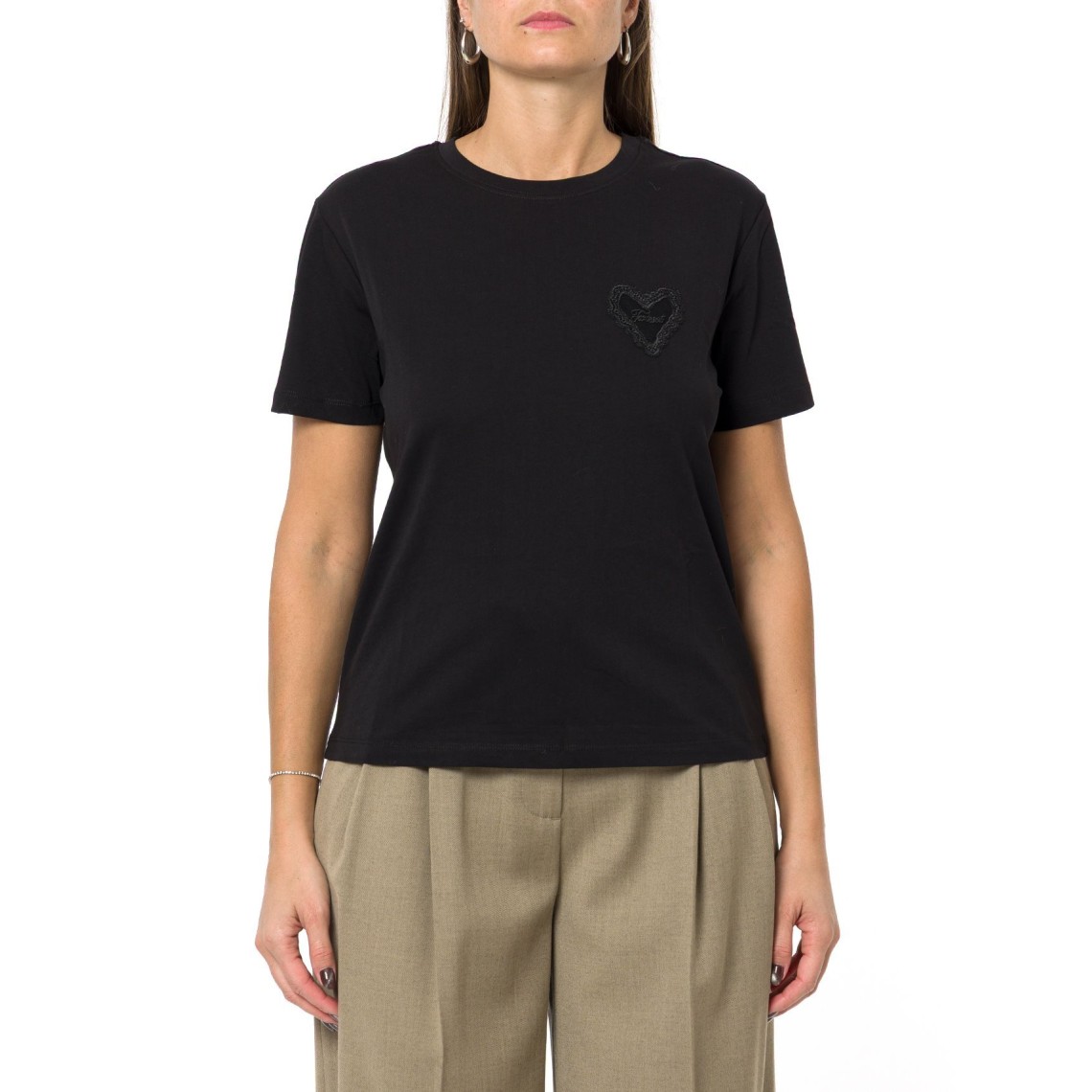 T-shirt con logo Twinset tono su tono