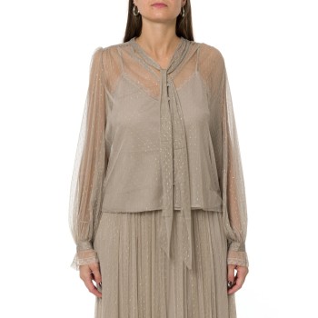 Camicia in tulle con lurex Twinset