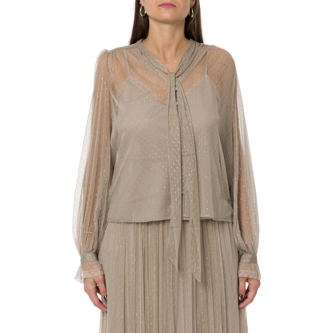Camicia in tulle con lurex Twinset