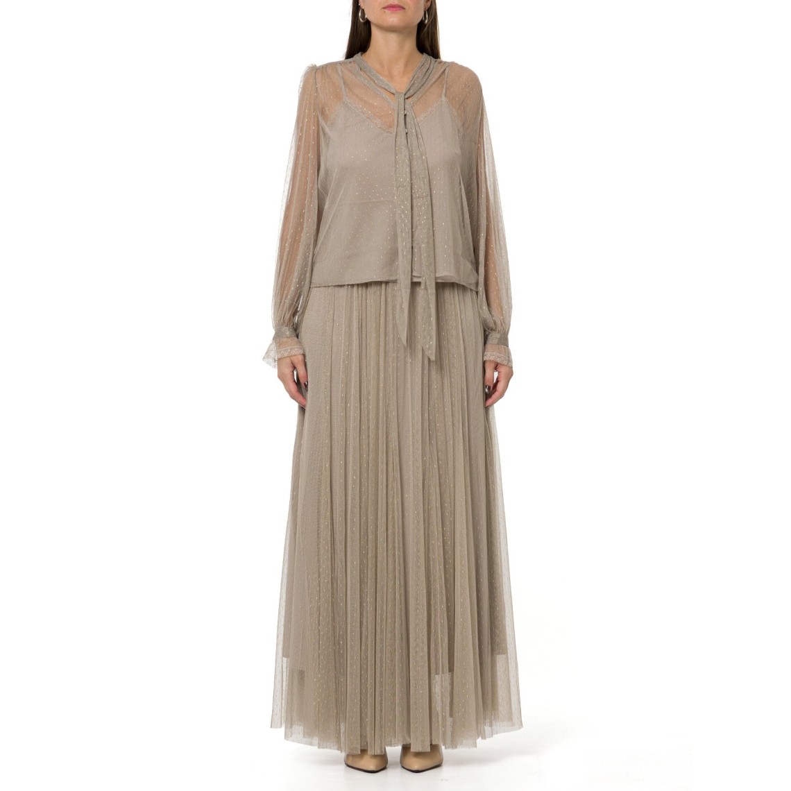 Camicia in tulle con lurex Twinset