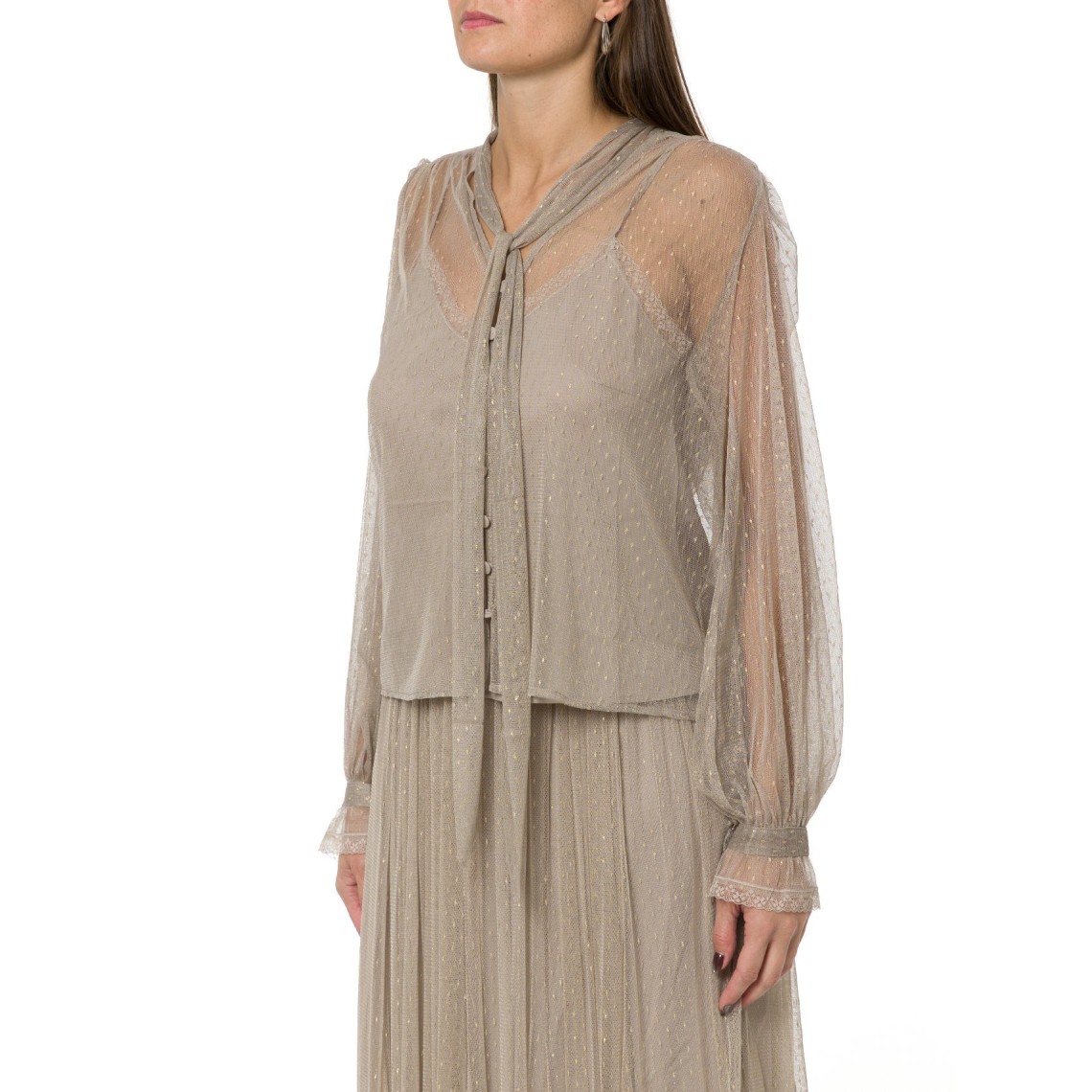 Camicia in tulle con lurex Twinset