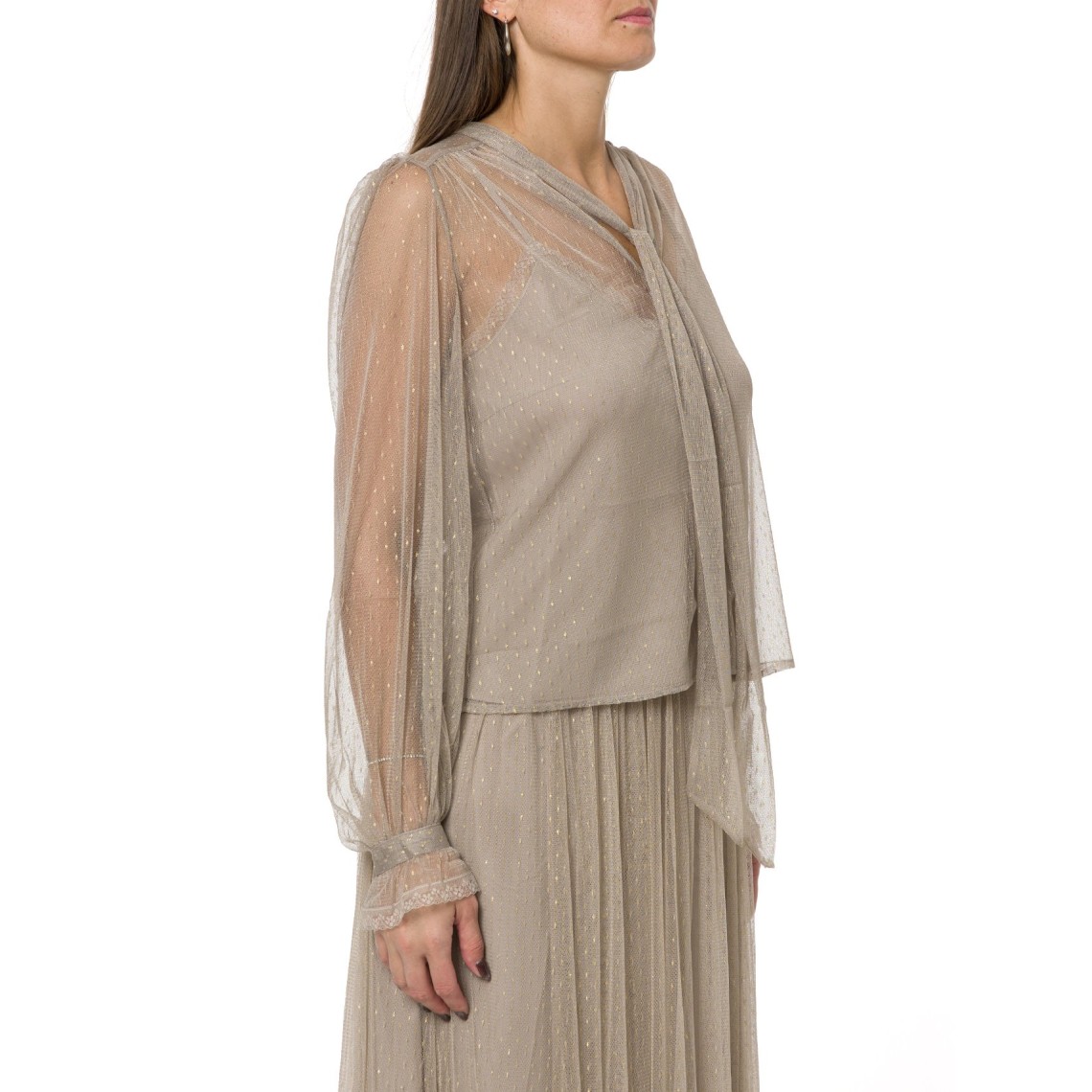 Camicia in tulle con lurex Twinset