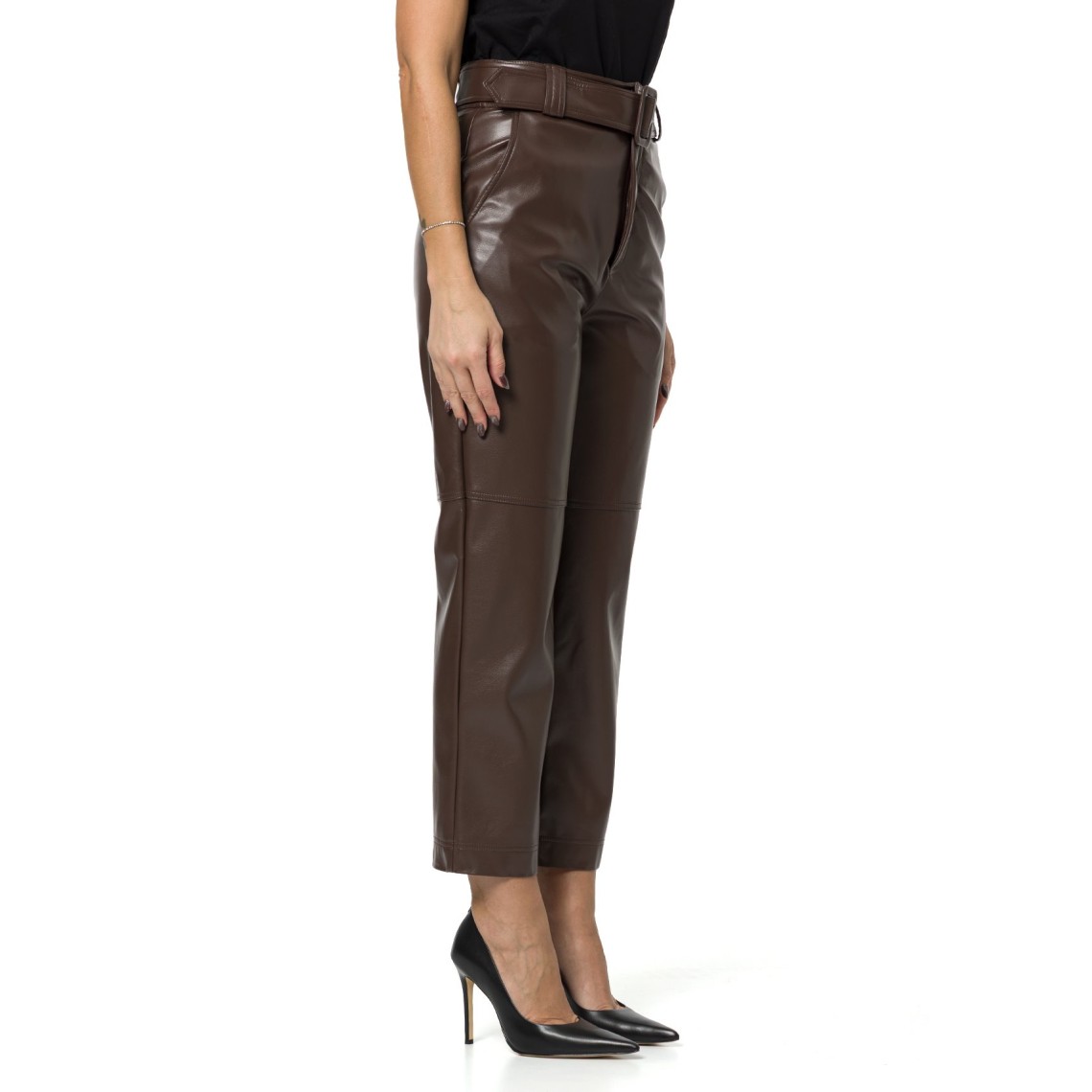 Pantaloni effetto pelle con cintura Twinset