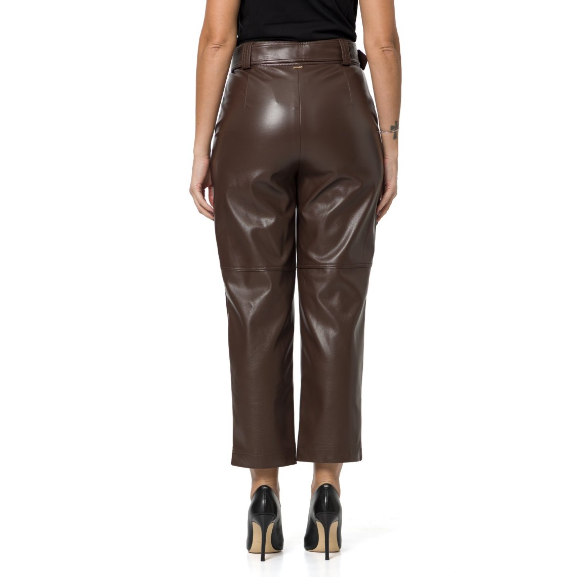 Pantaloni effetto pelle con cintura Twinset