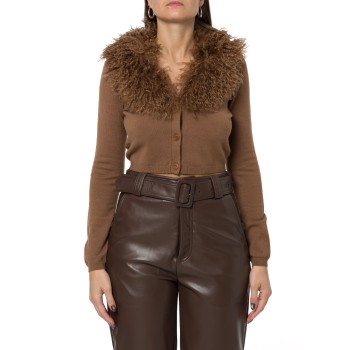 Cardigan cropped con faux fur Twinset