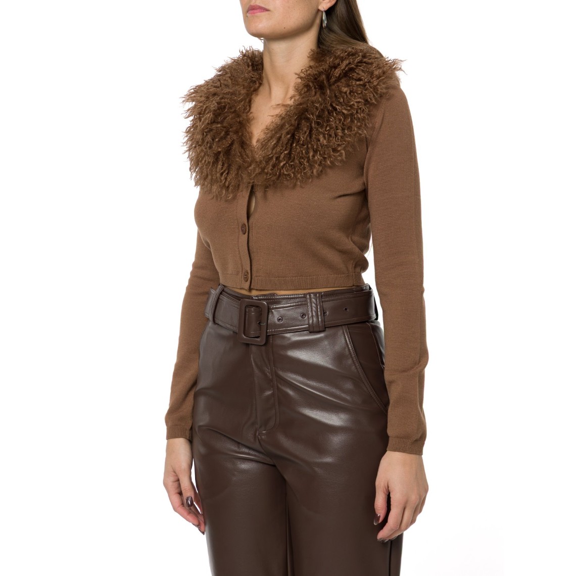 Cardigan cropped con faux fur Twinset