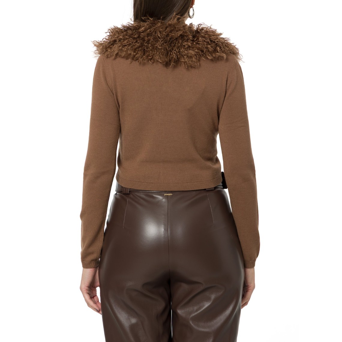 Cardigan cropped con faux fur Twinset