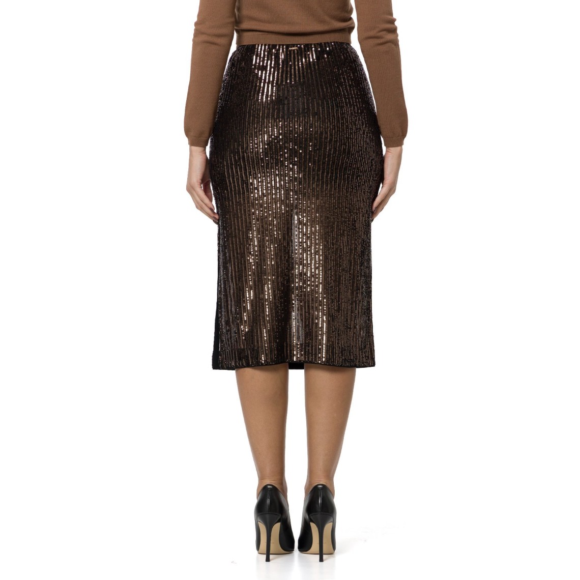 Gonna longuette in paillettes con zip Twinset
