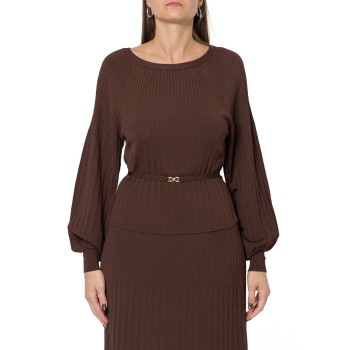 Maglia girocollo plissettata con cintura Twinset