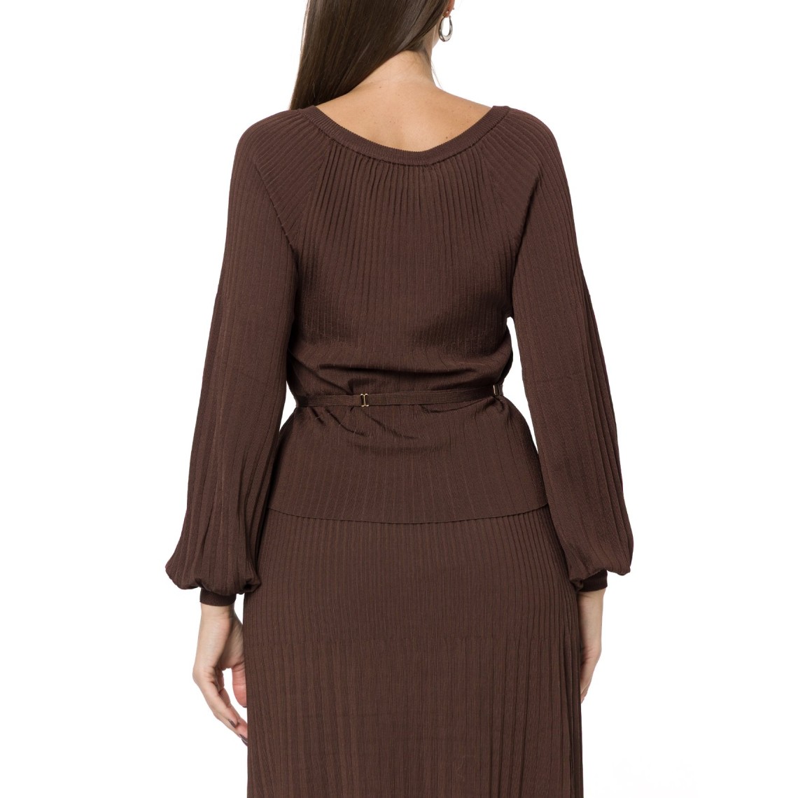 Maglia girocollo plissettata con cintura Twinset