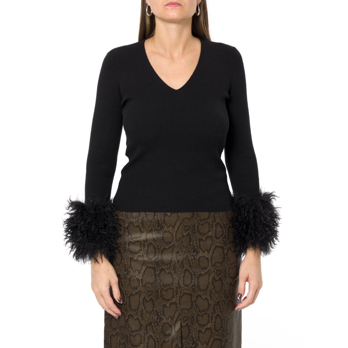 Maglia a coste con scollo a V Twinset