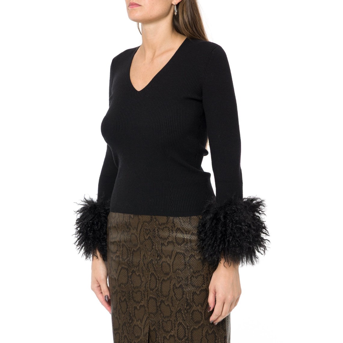 Maglia a coste con scollo a V Twinset