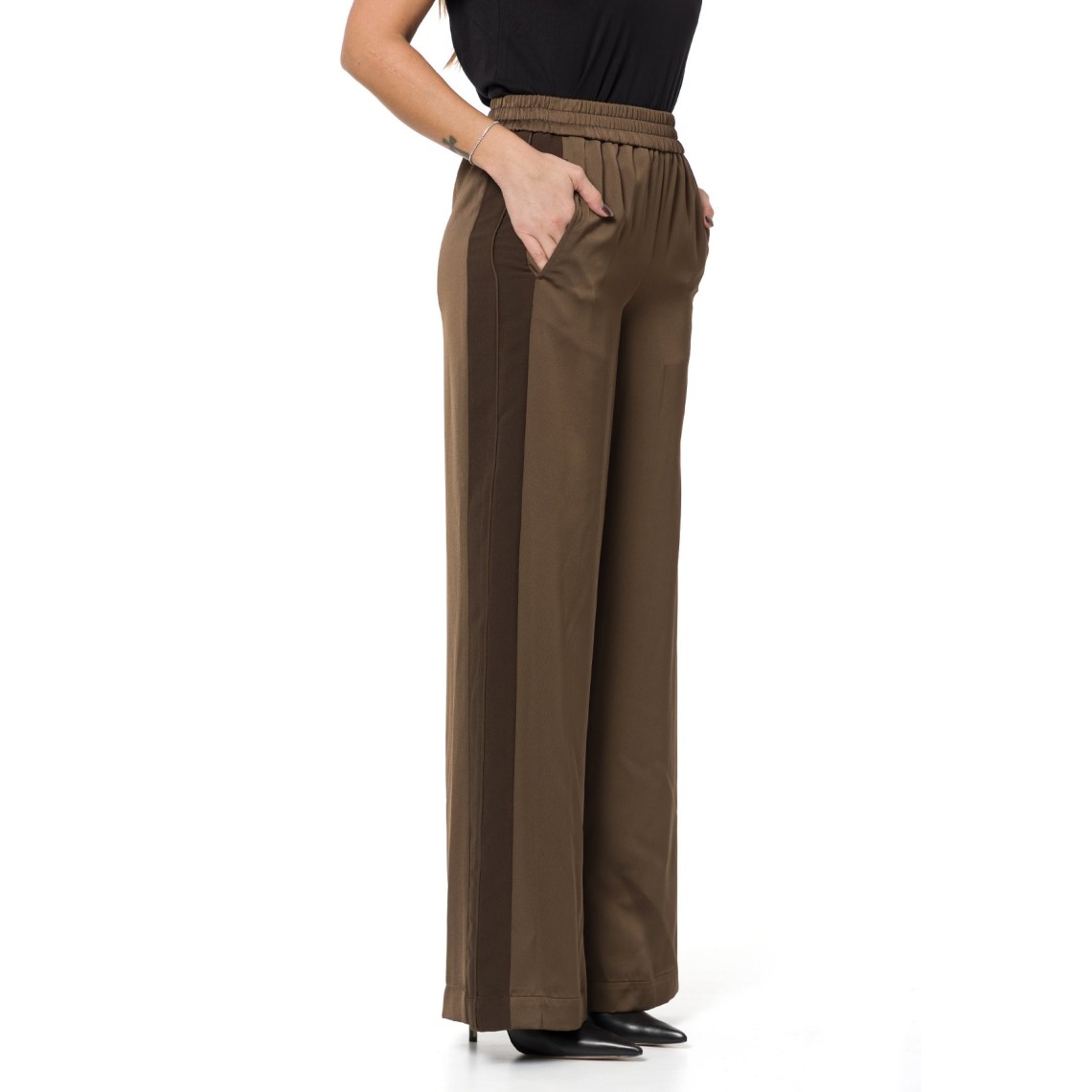 Pantaloni palazzo in envers satin Twinset
