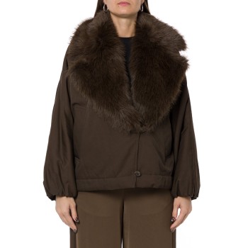 Giacca in gabardina con collo in faux fur Twinset