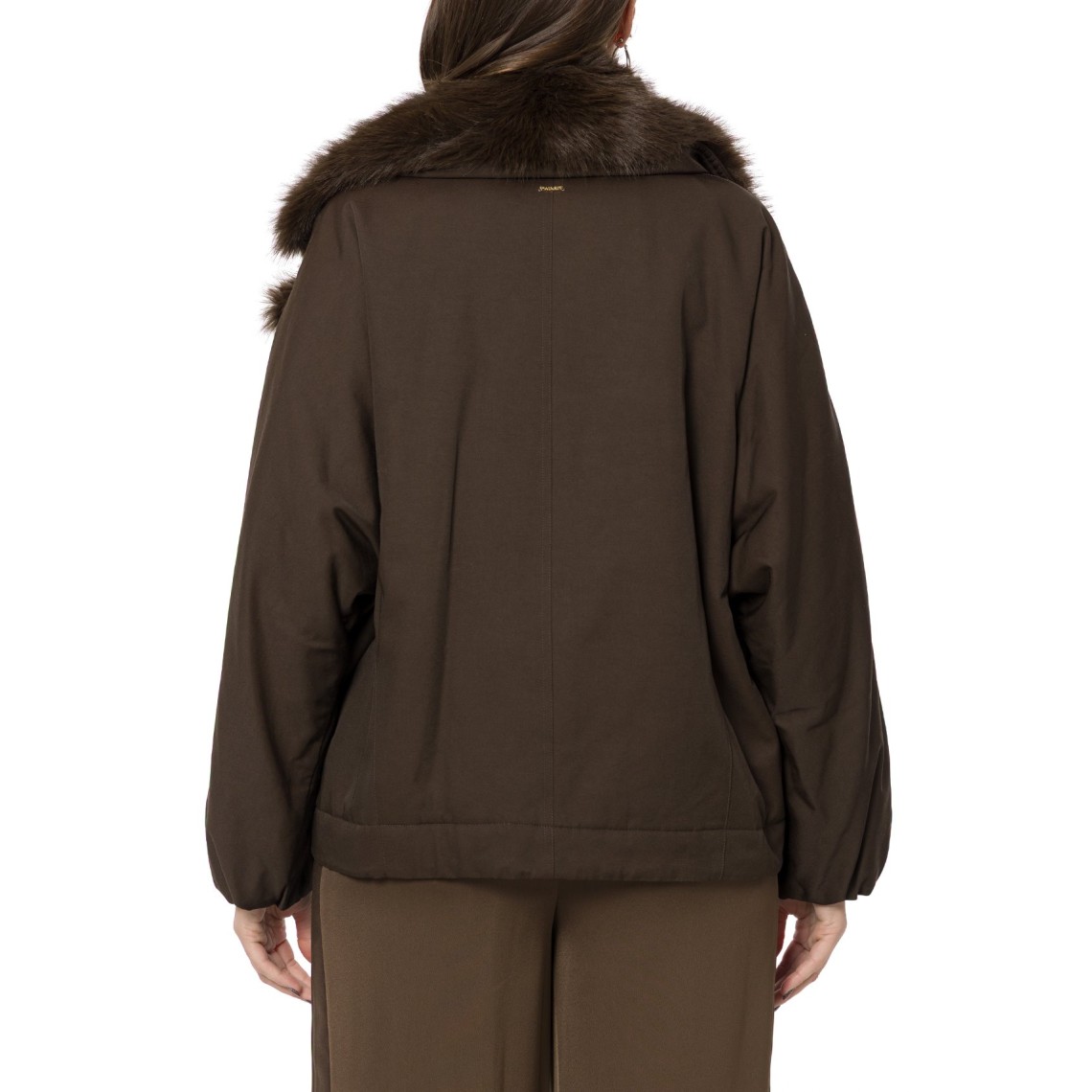 Giacca in gabardina con collo in faux fur Twinset