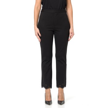 Pantaloni dritti con ricamo sangallo Twinset