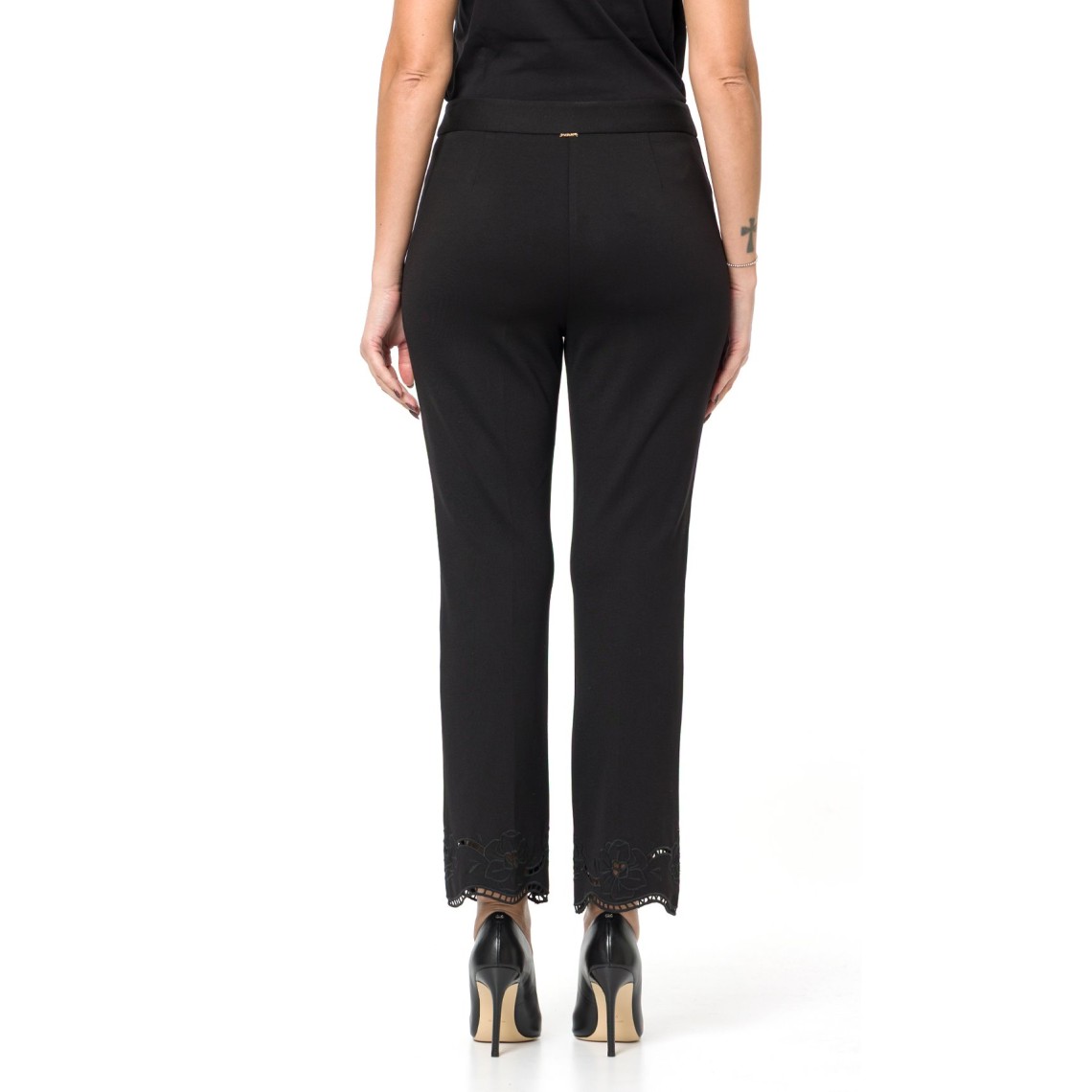Pantaloni dritti con ricamo sangallo Twinset