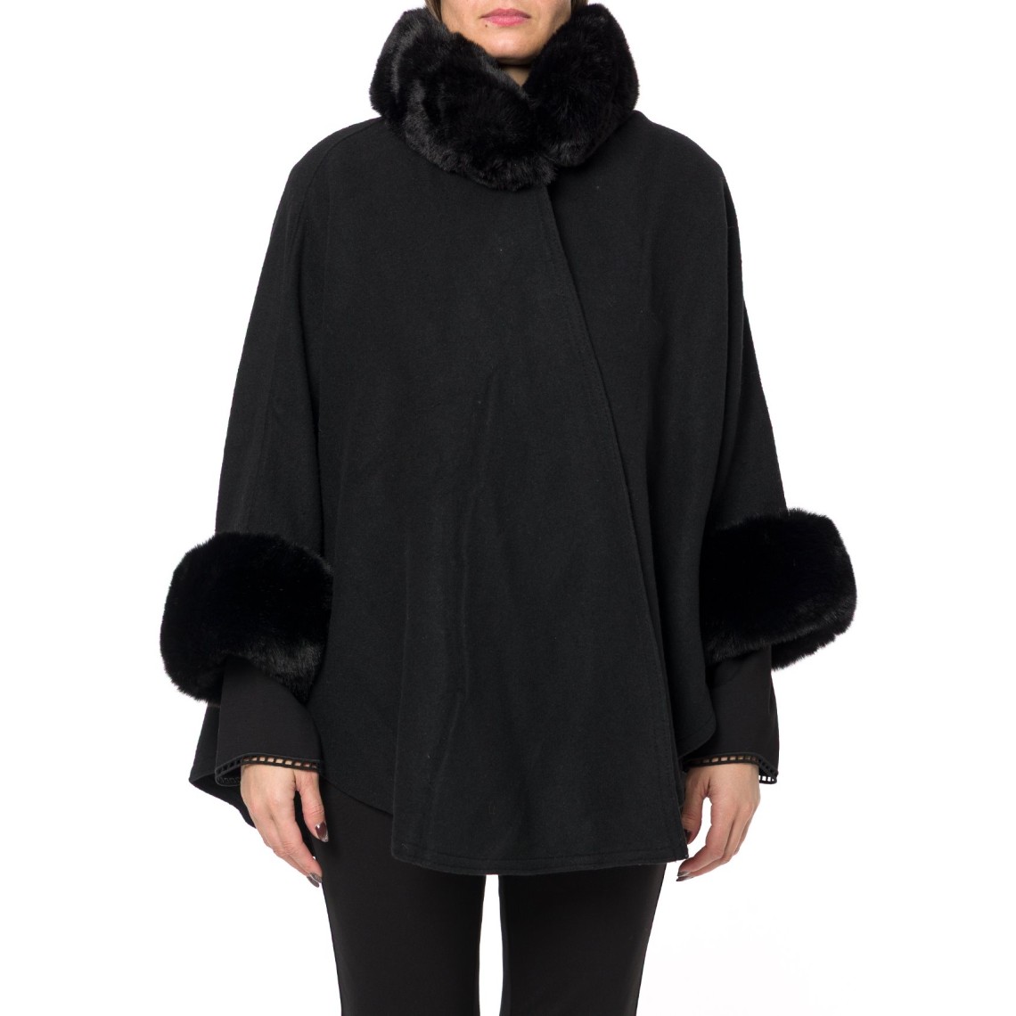 Poncho con faux fur Twinset