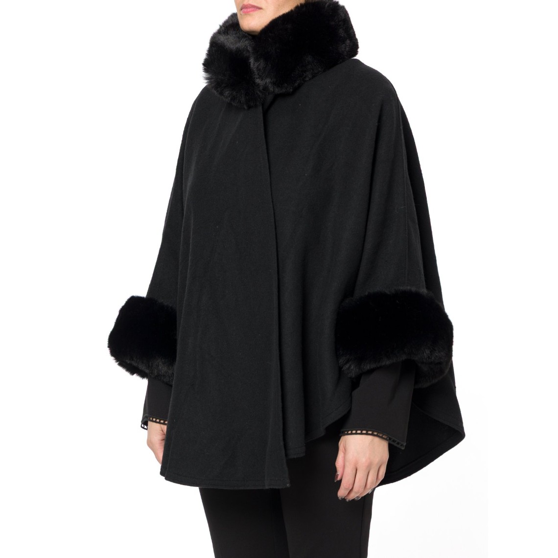 Poncho con faux fur Twinset