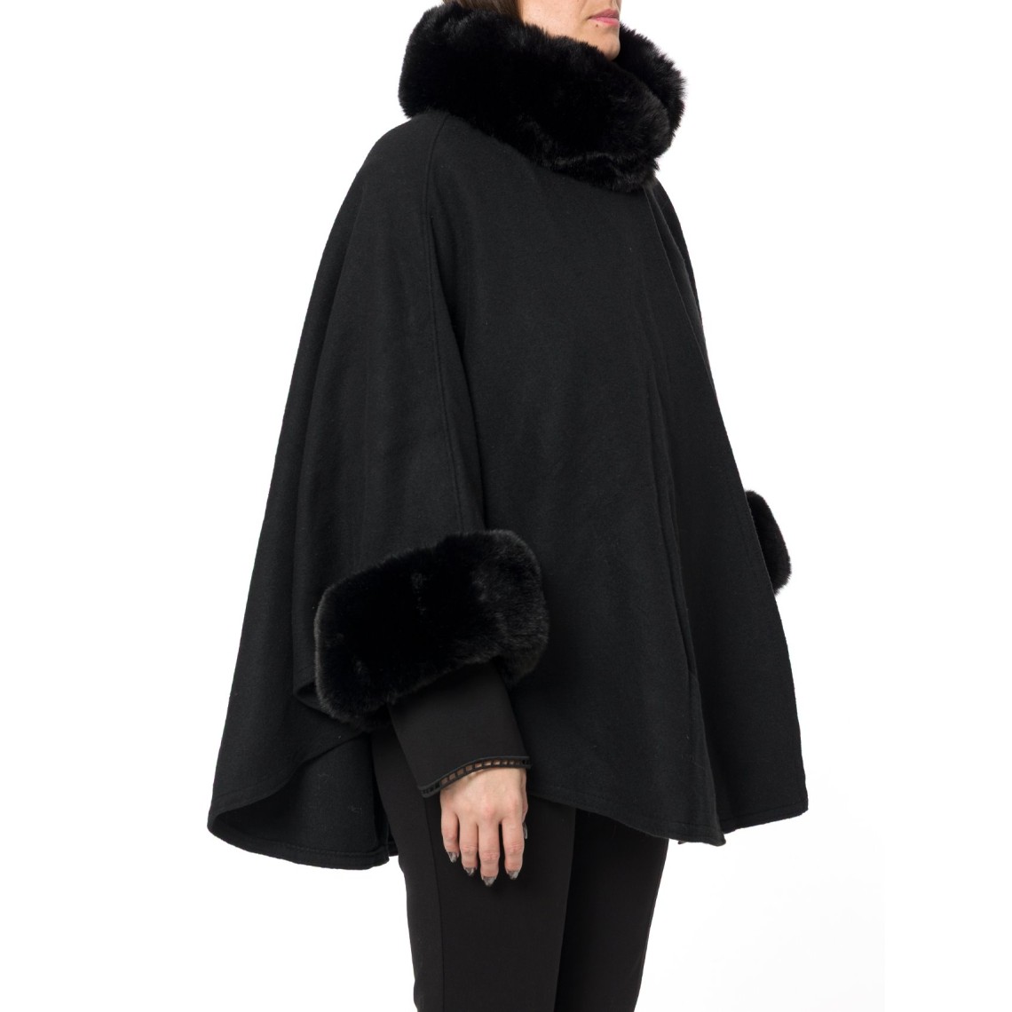 Poncho con faux fur Twinset