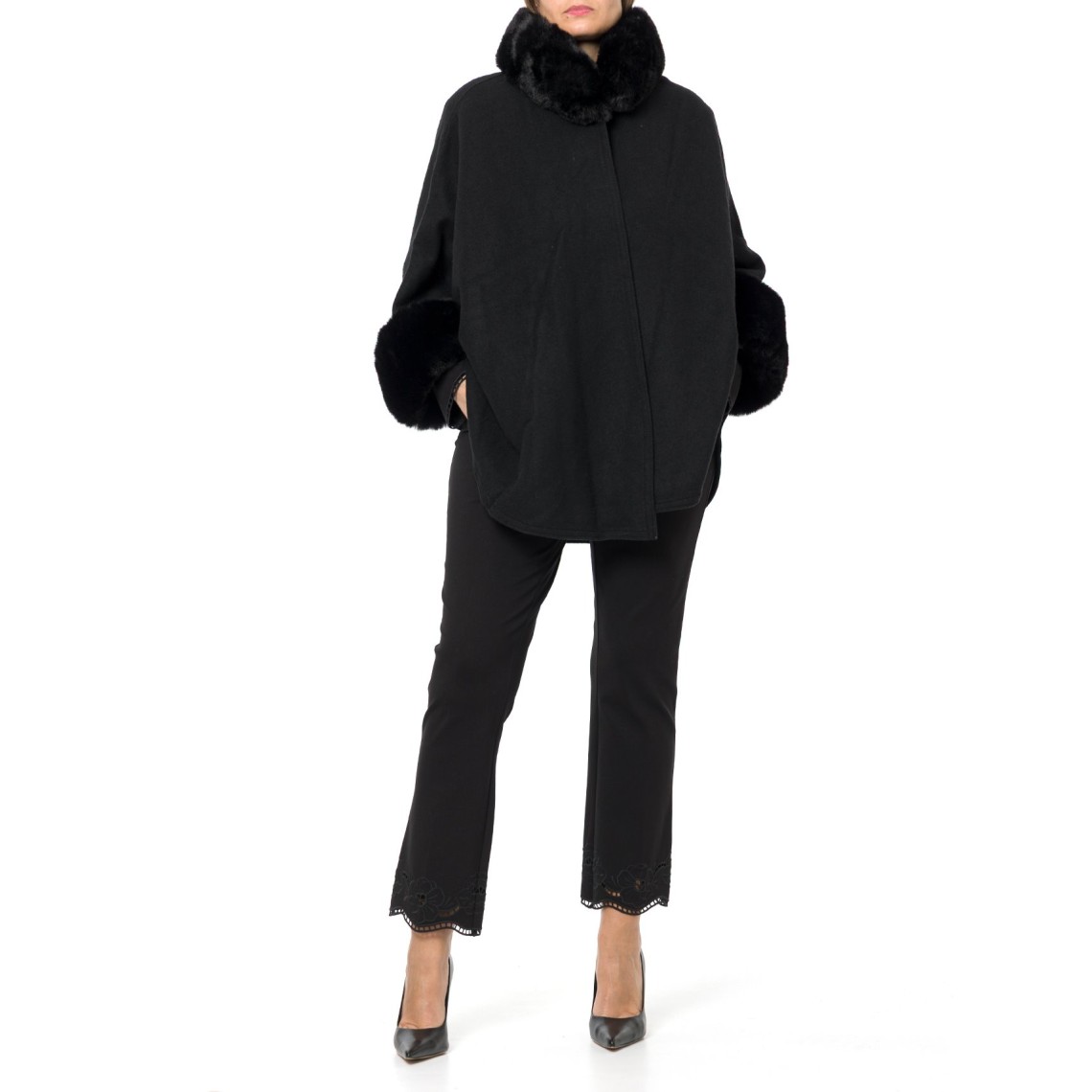 Poncho con faux fur Twinset