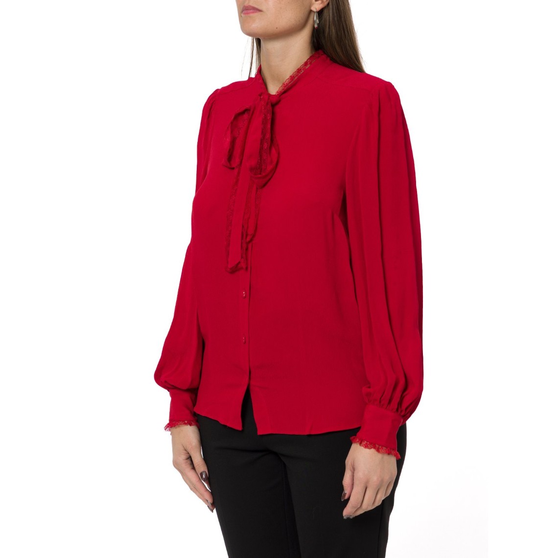 Camicia in crêpe de chine con fiocco Twinset