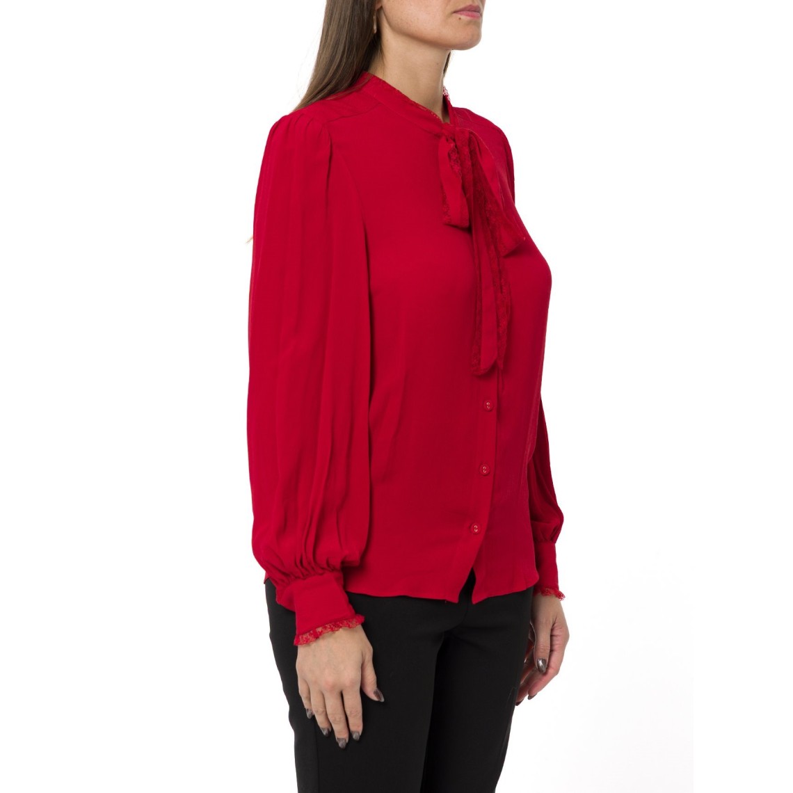 Camicia in crêpe de chine con fiocco Twinset