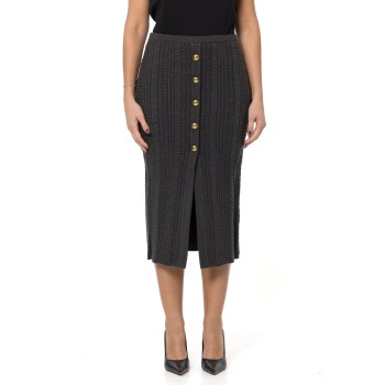 Gonna a tubino Twinset in maglia a coste con bottoni e...