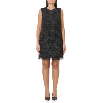 Abito corto bouclé con tulle plumetis Twinset