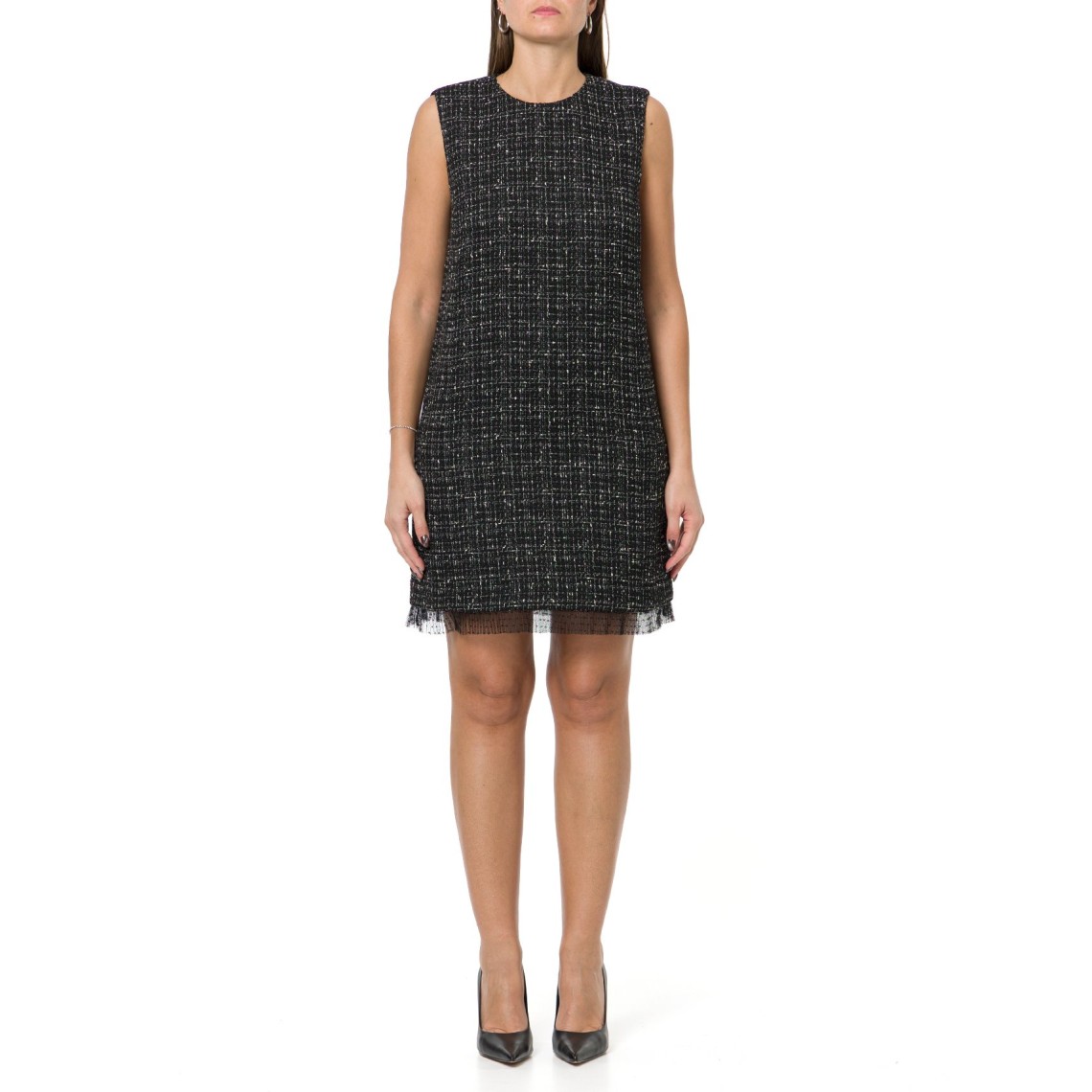 Abito corto bouclé con tulle plumetis Twinset