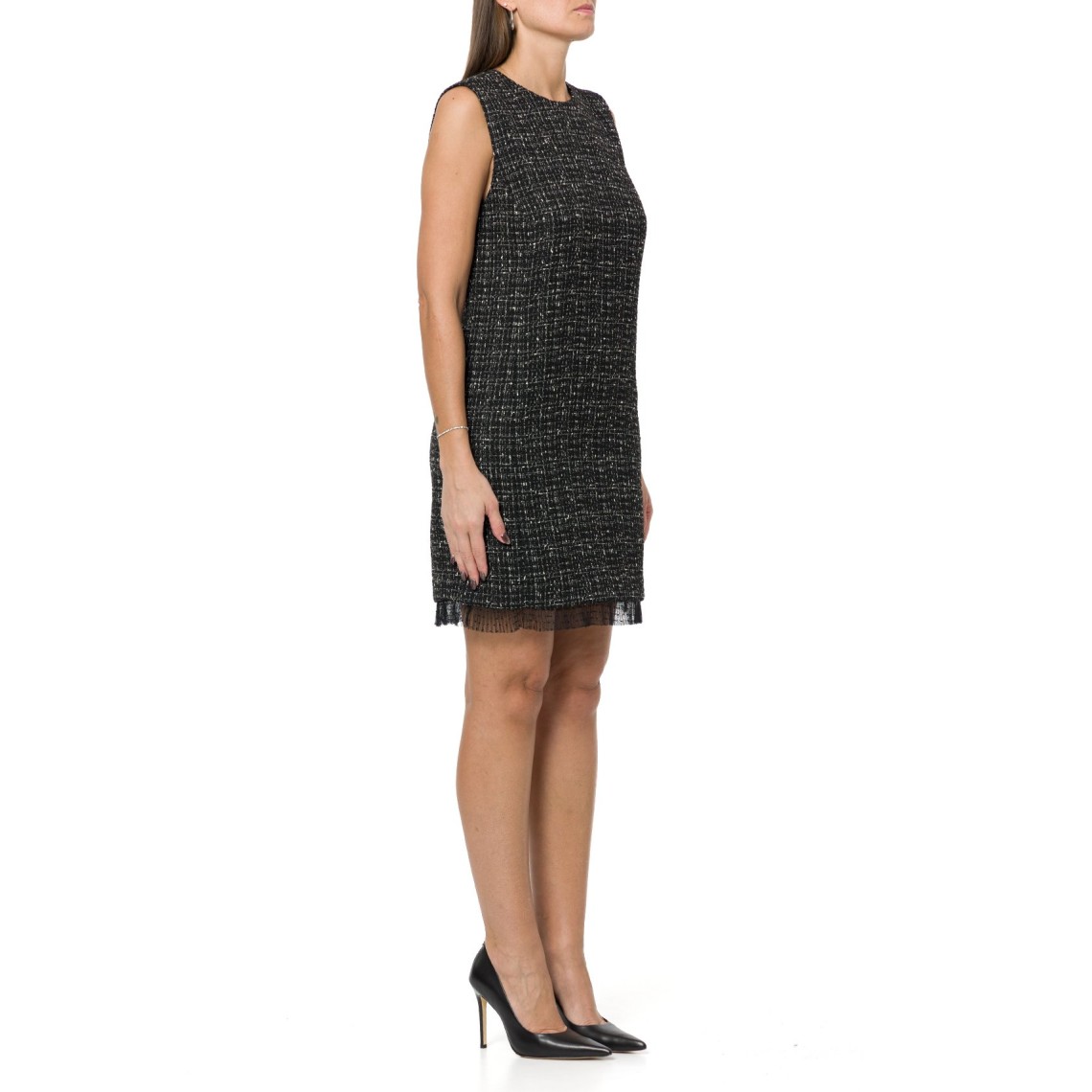 Abito corto bouclé con tulle plumetis Twinset