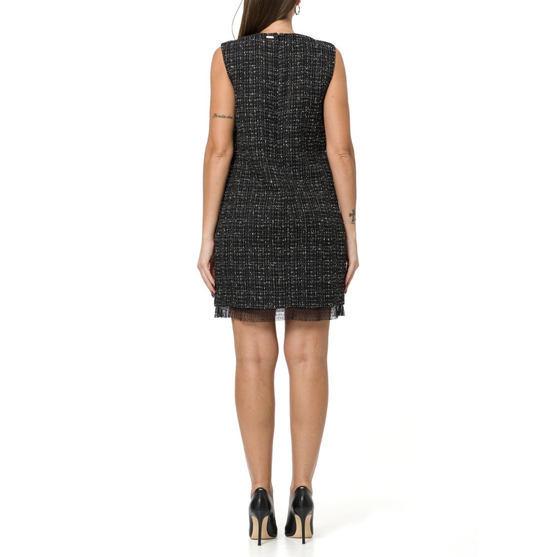 Abito corto bouclé con tulle plumetis Twinset