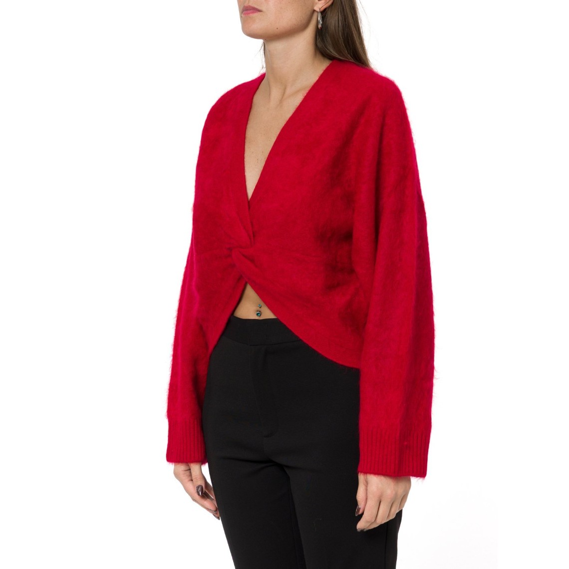 Maglia in lana spazzolata con nodo Twinset