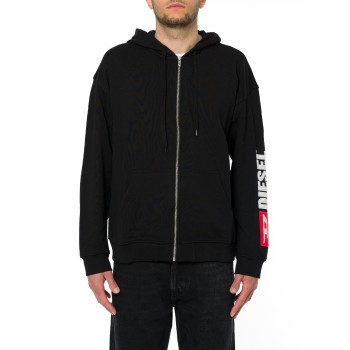 Felpa con zip e cappuccio e ricamo logo Diesel