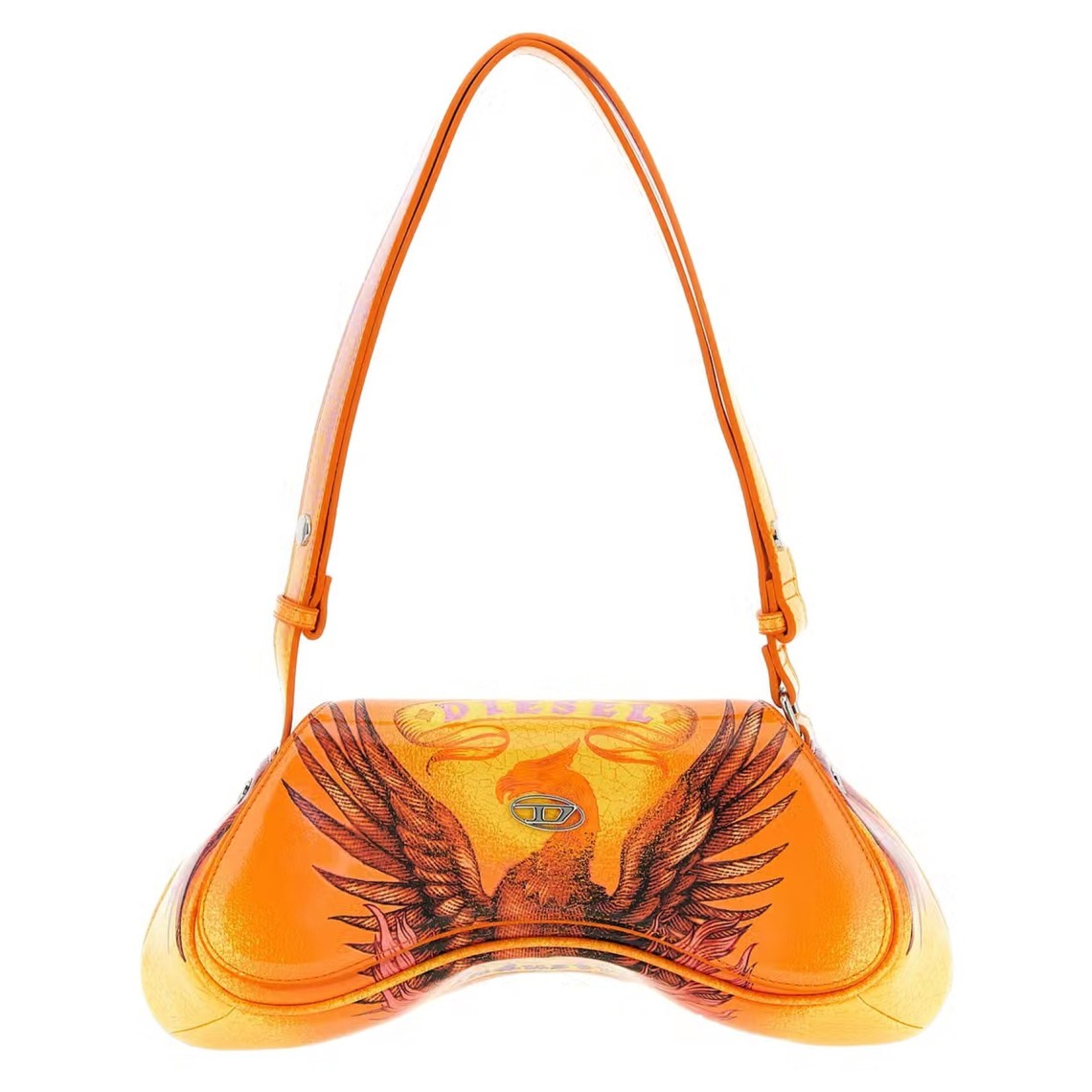 Borsa a spalla Play Diesel con stampa grafica e logo metallico Oval D
