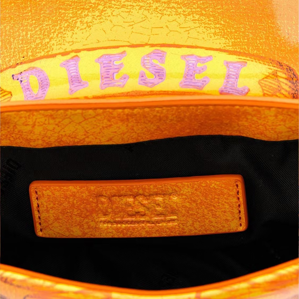 Borsa a spalla Play Diesel con stampa grafica e logo metallico Oval D