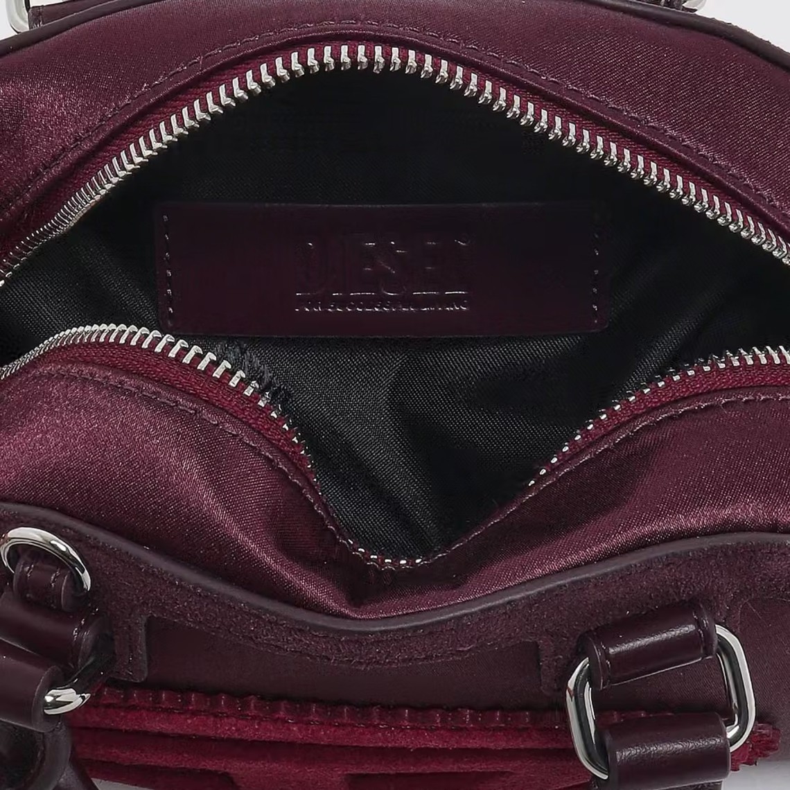 Mini borsa 1DR Dome Diesel in raso con monogramma e logo Oval D