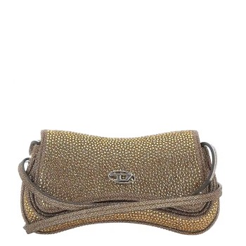 Mini borsa a tracolla Play Diesel in lurex con logo Oval...