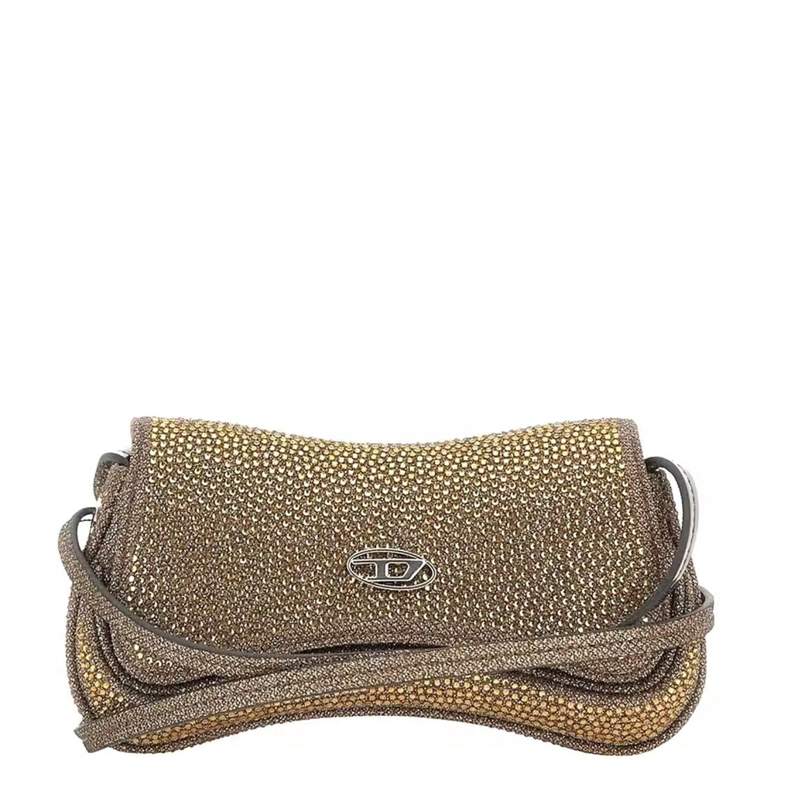 Mini borsa a tracolla Play Diesel in lurex con logo Oval D e strass