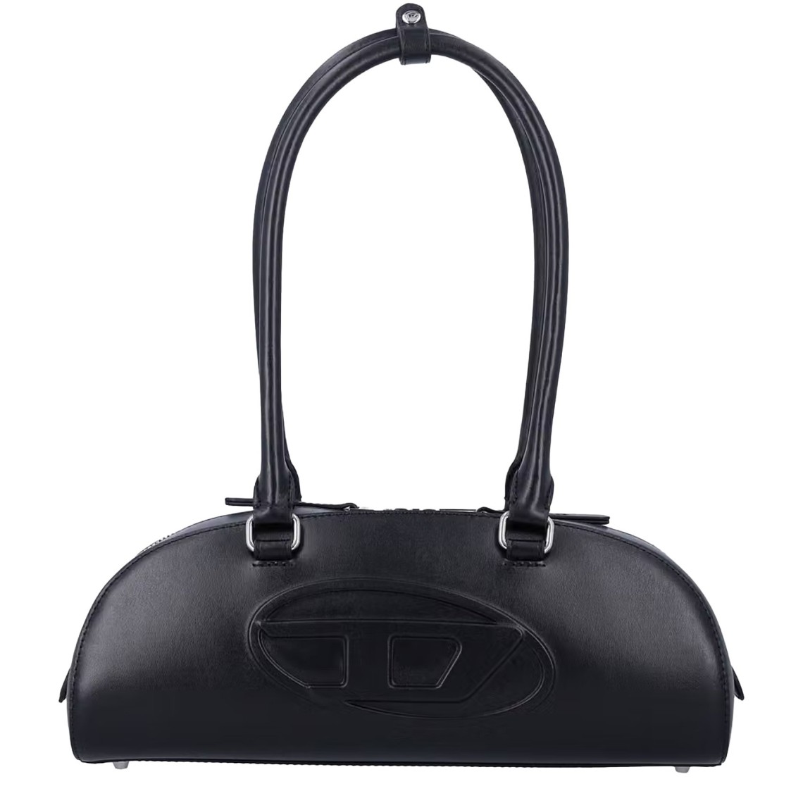 Borsa a spalla 1DR Dome Diesel in pelle liscia con logo Oval D in rilievo