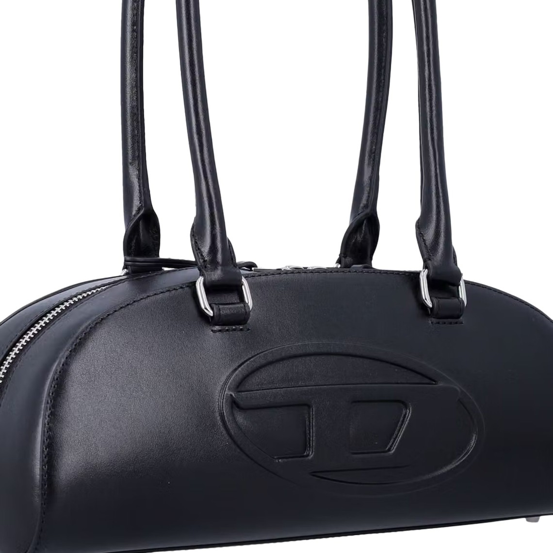 Borsa a spalla 1DR Dome Diesel in pelle liscia con logo Oval D in rilievo